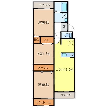 大谷ヒルズＣ棟の物件間取画像